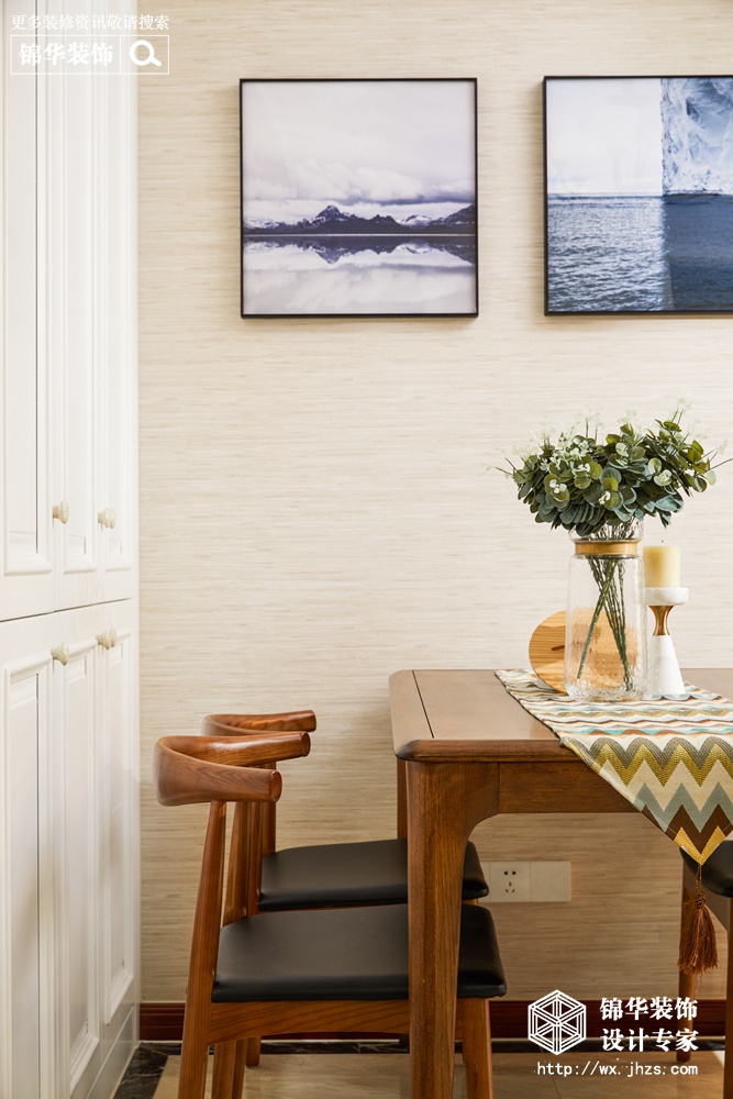 现代简约风格-奥澜半岛-两室两厅-88平米-餐厅-装修实景效果图
