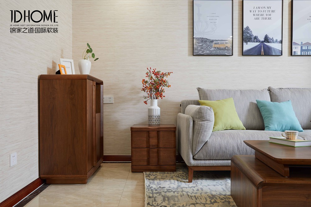 现代简约-奥澜半岛-两室两厅-88平-客厅-软装实景图