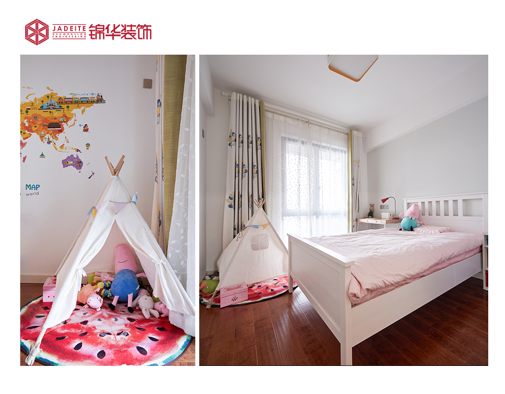 北欧风格-太湖国际-三室两厅-135平-儿童房-装修实景效果图