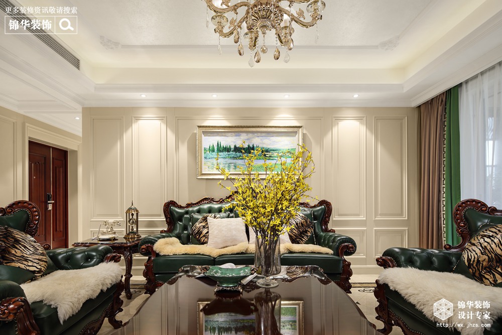 简欧风格-保利香槟-四室两厅-170平米-客厅-装修实景效果图