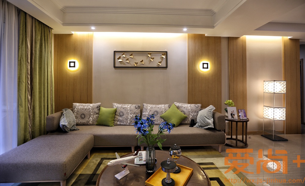 现代简约风格-玉兰花园-三室两厅-160平-客厅-装修实景效果图