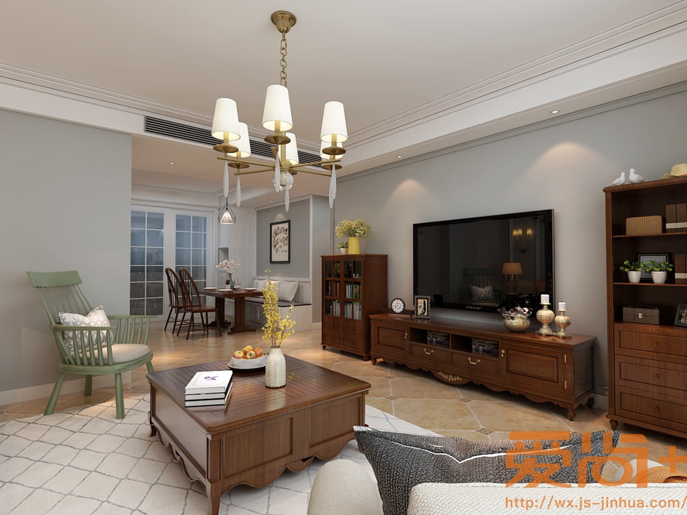 美式风格-住友家园-两室两厅-80平-客厅-装修效果图