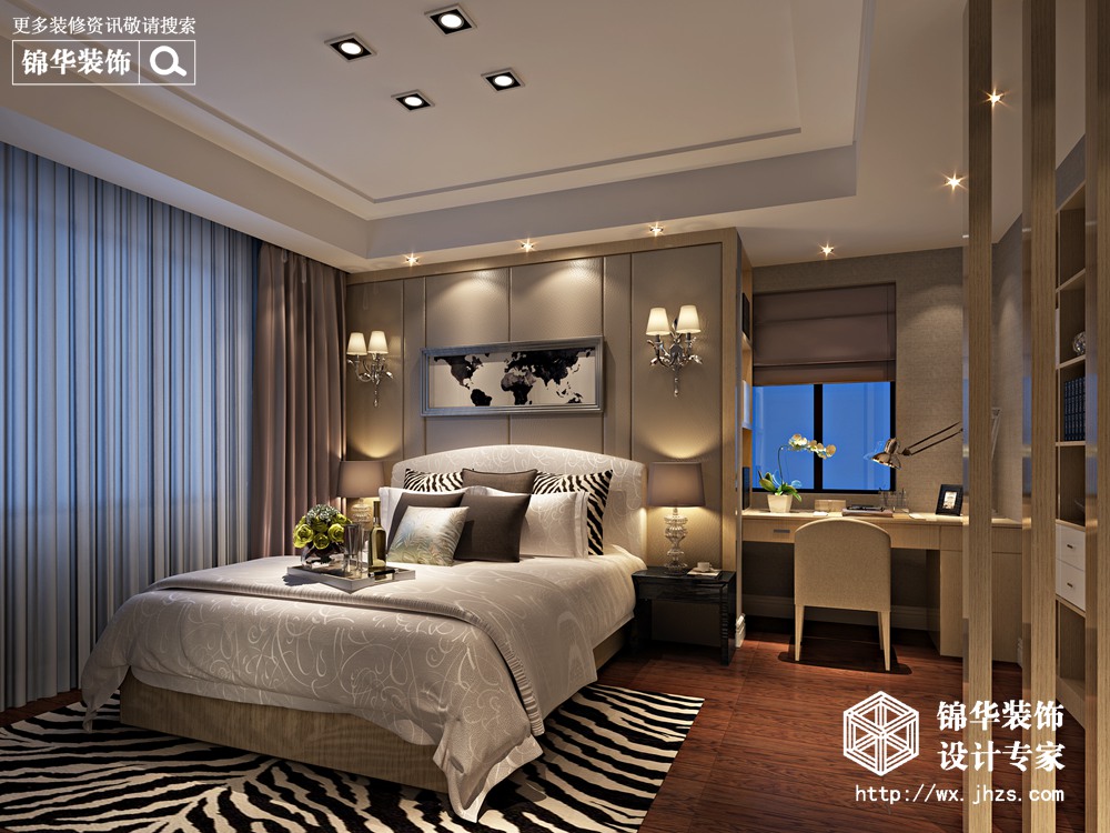 现代简约-长泰国际-三室两厅-170平-卧室-装修实景效果图