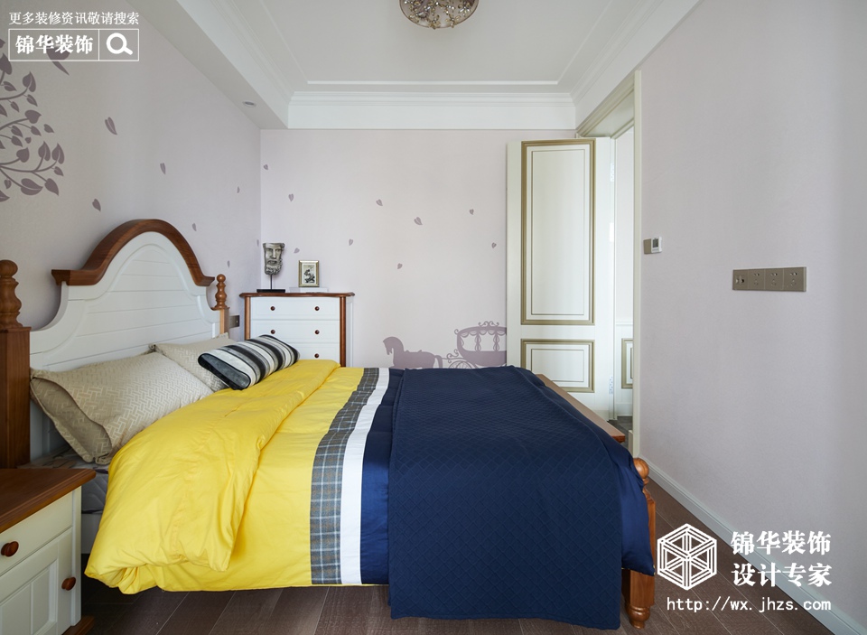 现代法式风格-星海公馆-三室两厅-140平米-卧室-装修实景效果图