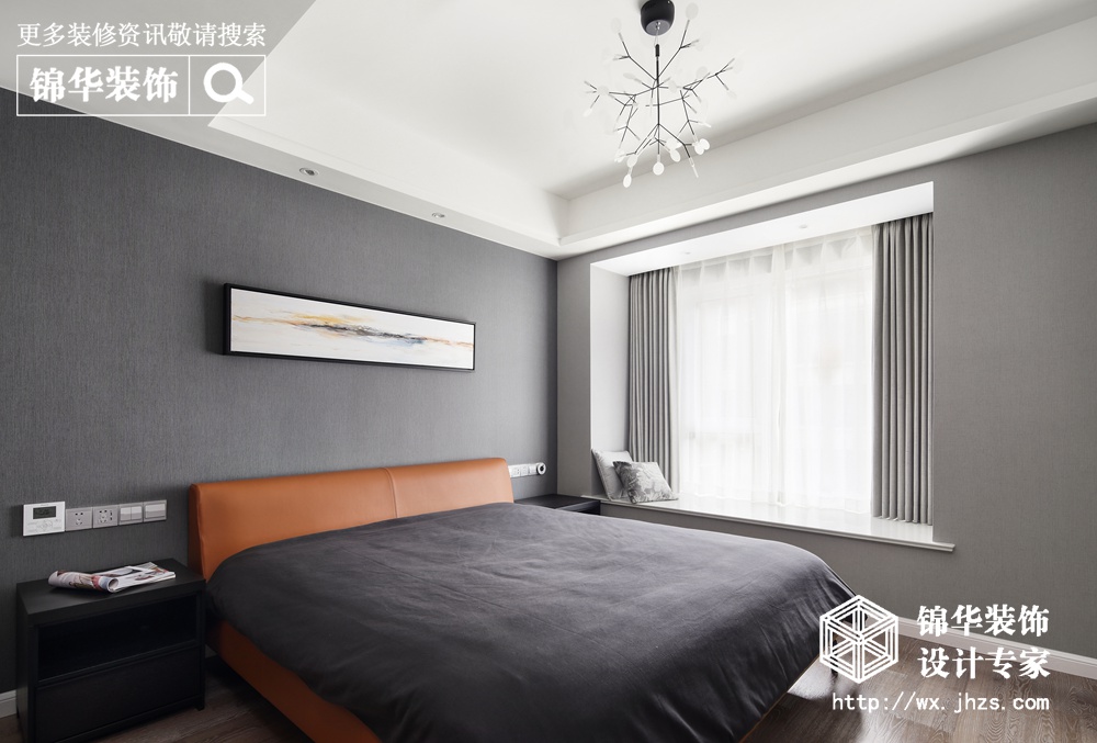 现代风格-中海珑玺-三室两厅-140平-卧室-装修实景效果图