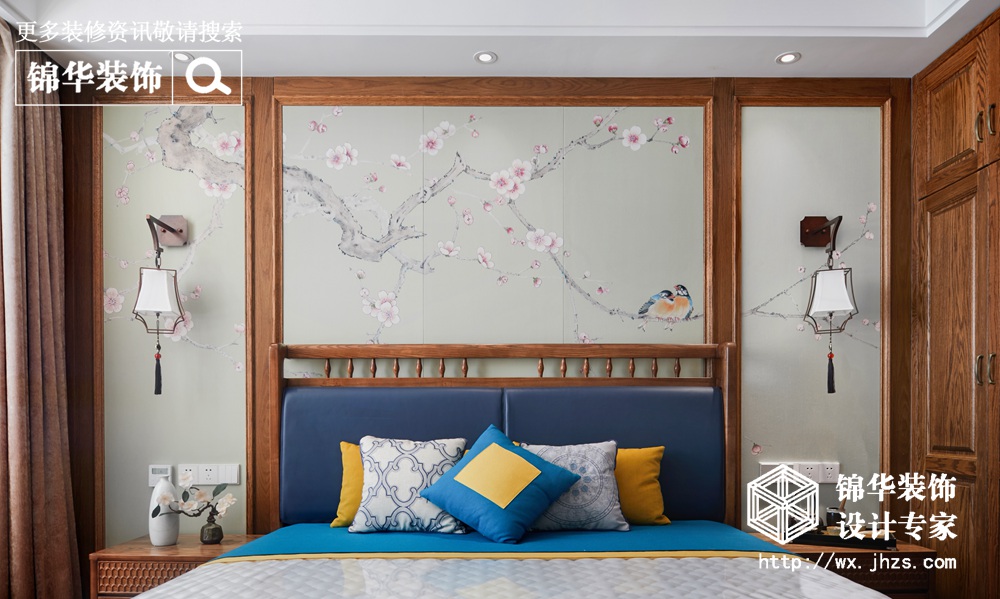 新中式风格-西亭家园-三室两厅-143平米-卧室-装修效果实景图