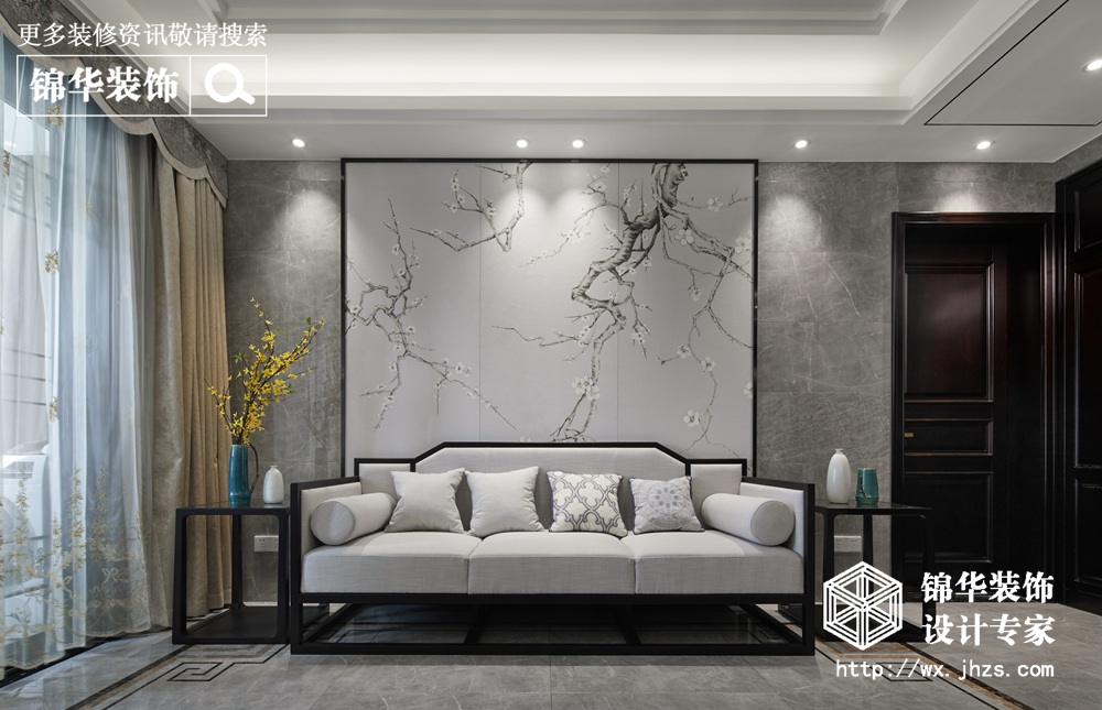 新中式风格-西亭家园-三室两厅-143平米-客厅-装修效果实景图