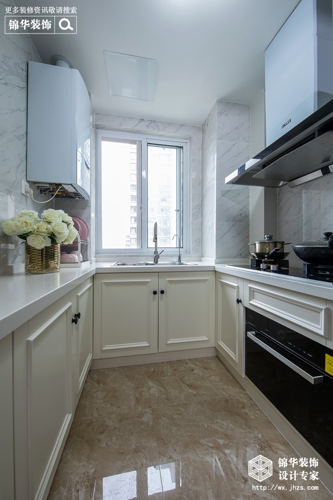 现代美式轻奢风格-保利中央公园-三室两厅-125平-厨房-装修实景效果图