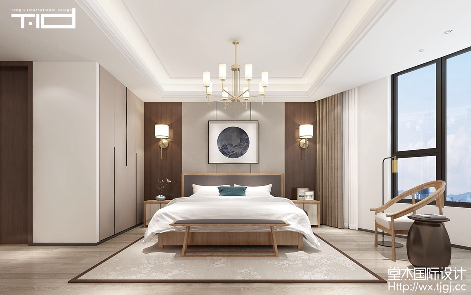 现代风格-保利达江湾城-跃层复式-307平-卧室-装修效果图