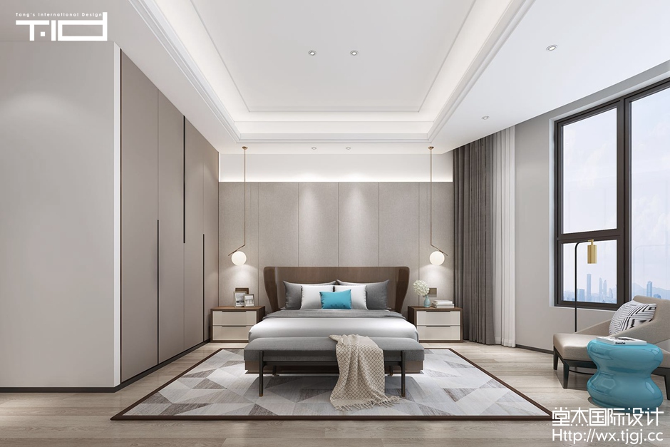 现代风格-保利达江湾城-跃层复式-307平-卧室-装修效果图
