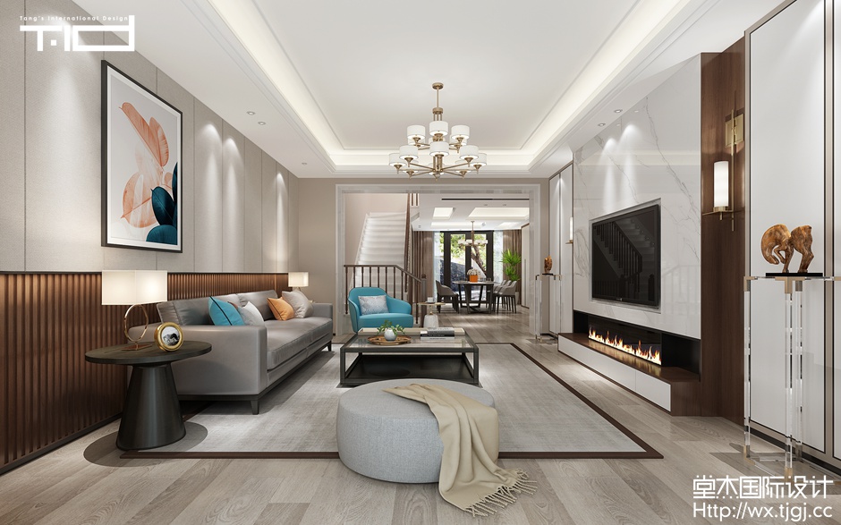 现代风格-保利达江湾城-跃层复式-307平-客厅-装修效果图