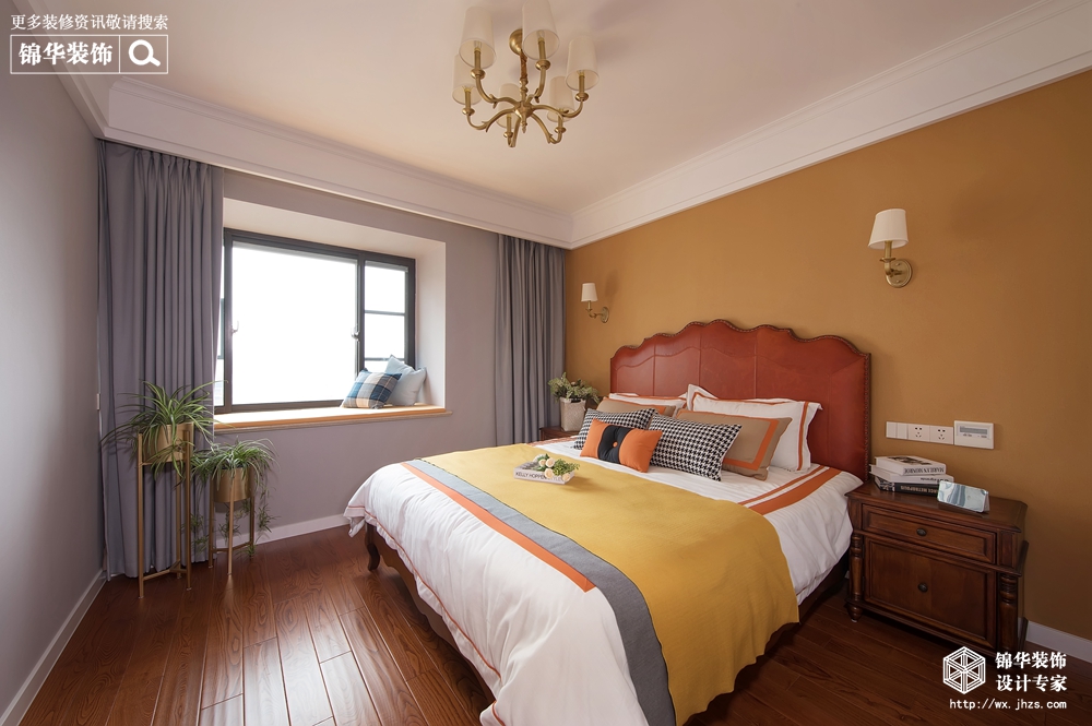美式风格-蓝庭国际-两室两厅-100 平-卧室-装修效果实景图
