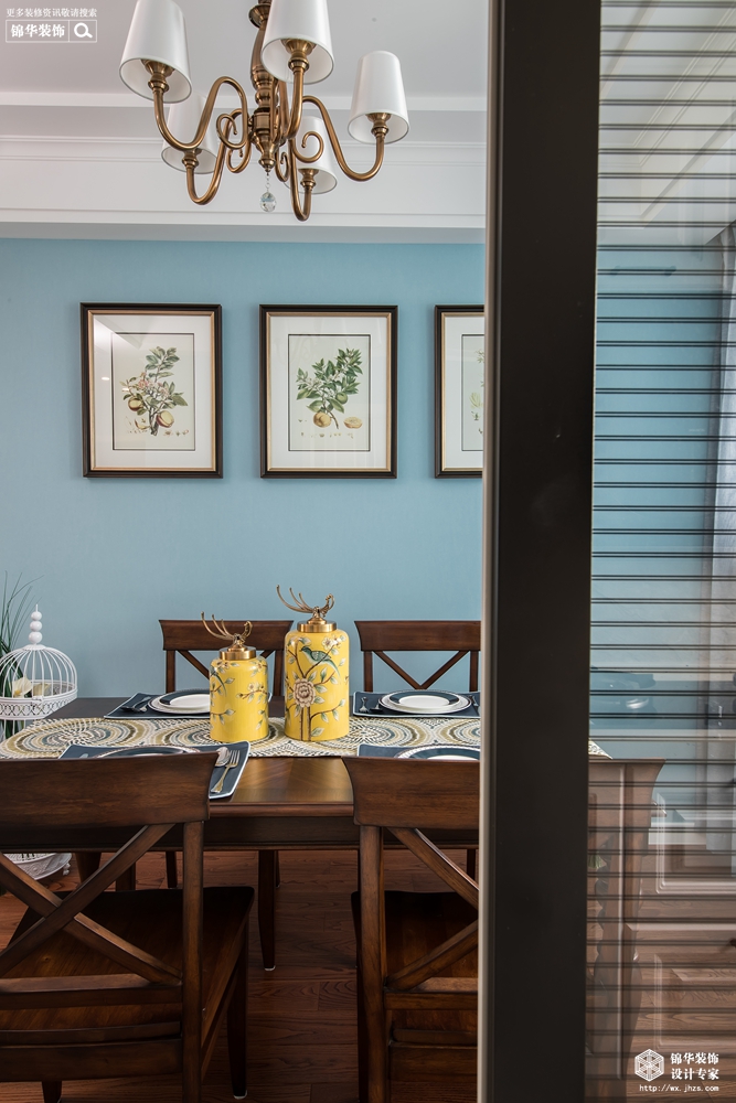 美式风格-蓝庭国际-两室两厅-100 平-餐厅-装修效果实景图