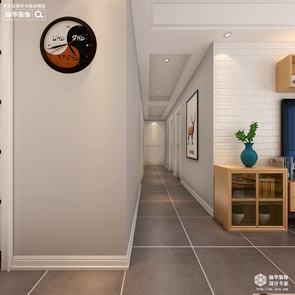 中梁115平北欧风格效果图装修-三室两厅-北欧