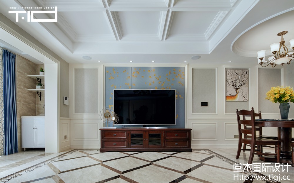 新古典风格-中海珑玺-跃层复式-280平-客厅-装修效果实景图