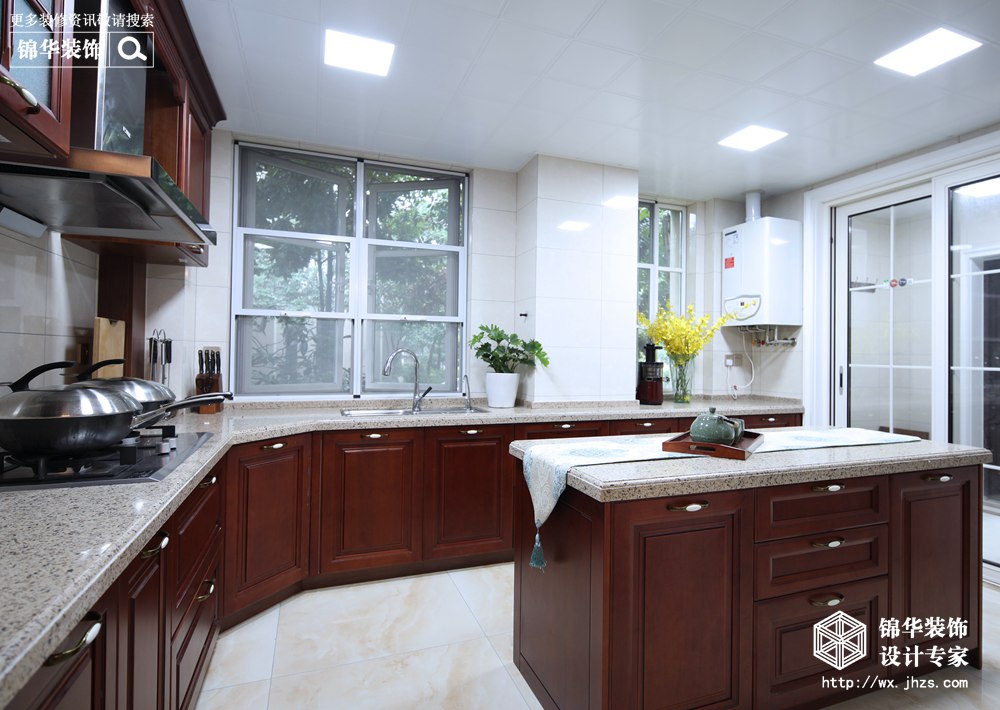 美式风格-紫金英郡-复式-250平-厨房-装修实景效果图