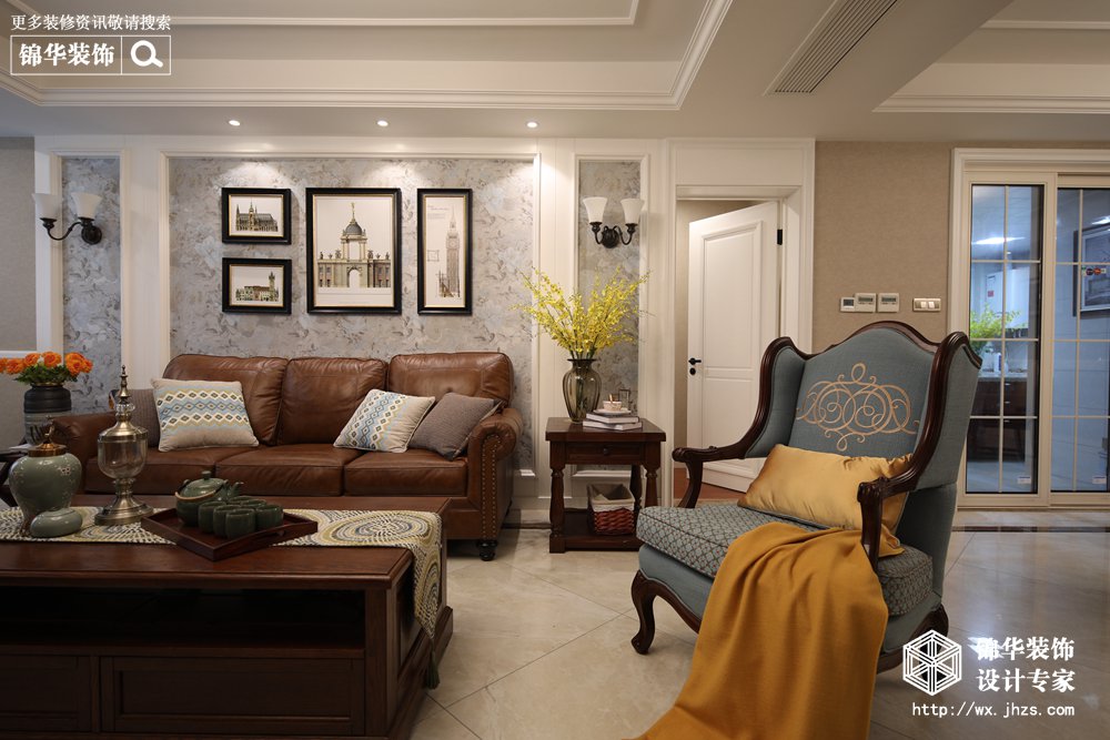 美式风格-紫金英郡-复式-250平-客厅-装修实景效果图