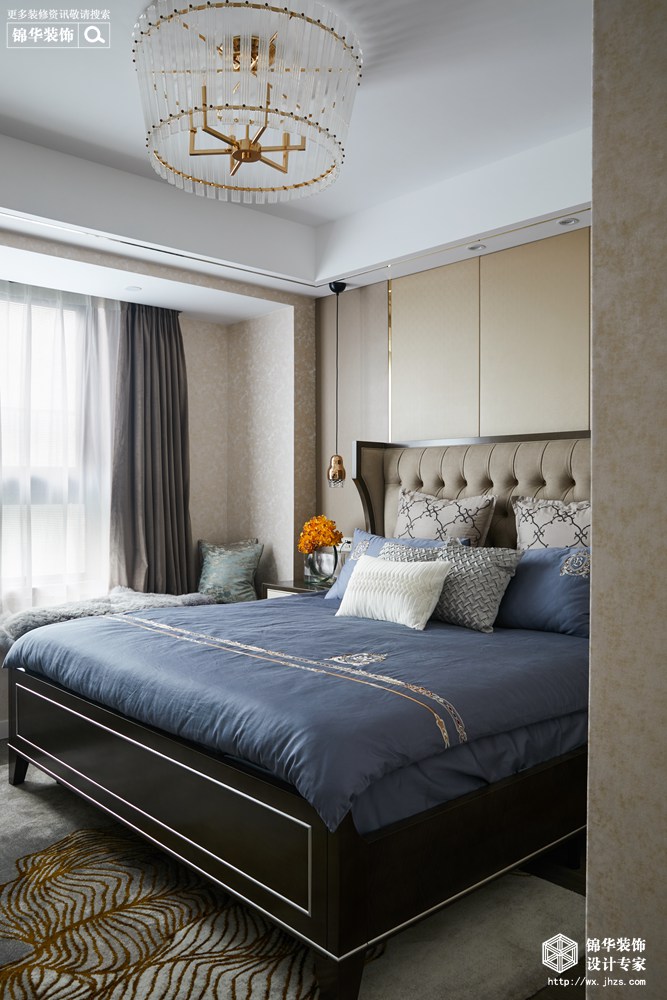 现代轻奢风格-华润橡树湾-三室两厅-118平米-卧室-装修实景效果图