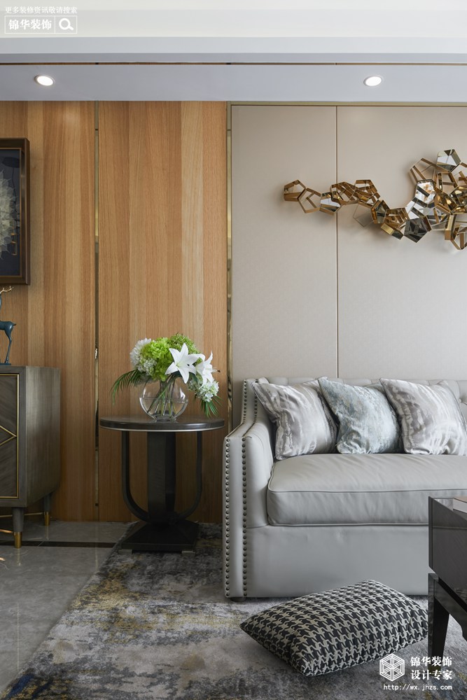 现代轻奢风格-华润橡树湾-三室两厅-118平米-客厅-装修实景效果图