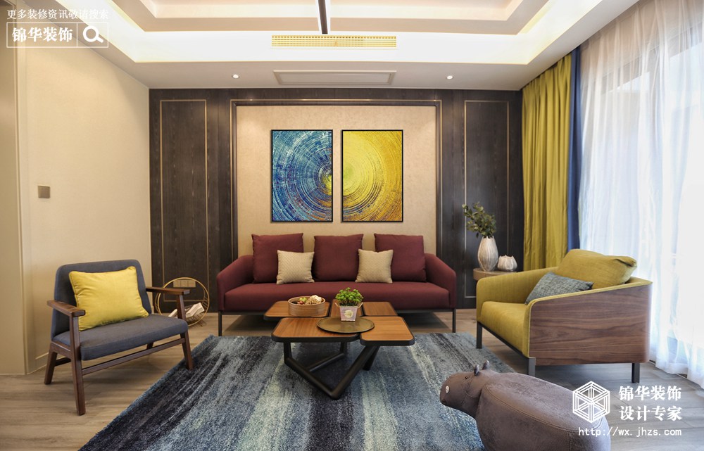 现代简约-西水东-三室两厅-173平-客厅-装修效果实景图