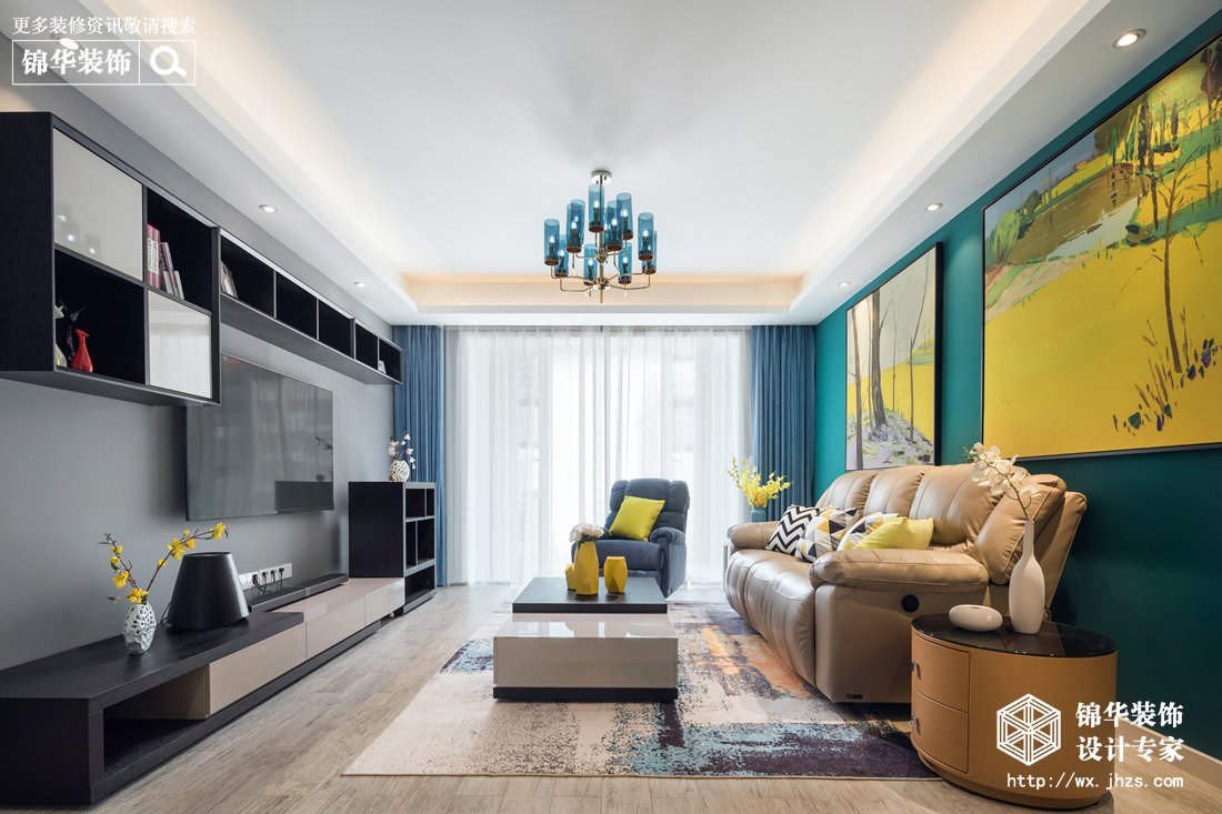 现代简约风格-保利香槟-三室两厅-146平-客厅-装修实景效果图