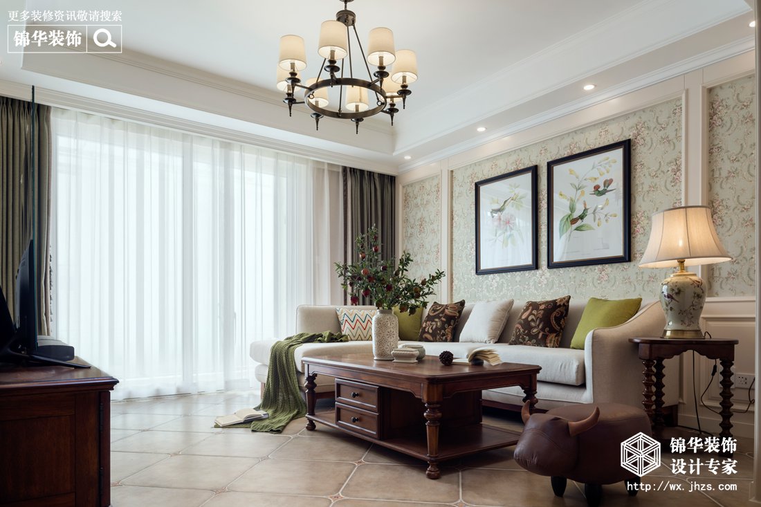 现代美式风格-太湖国际-三室两厅-130平米-客厅-装修实景效果图