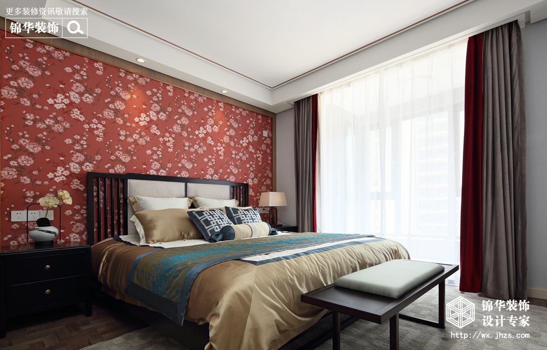 中式风格-孔雀城-三室两厅-110平-卧室-装修效果实景图