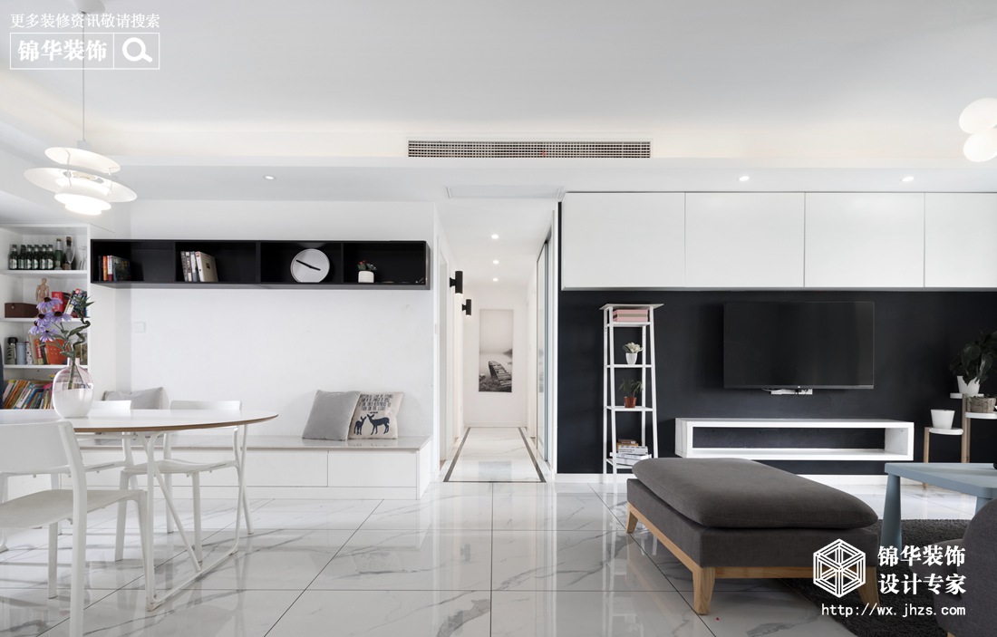 ins风-九龙仓碧玺-三室两厅-128平-装修效果实景图装修-三室两厅-现代简约