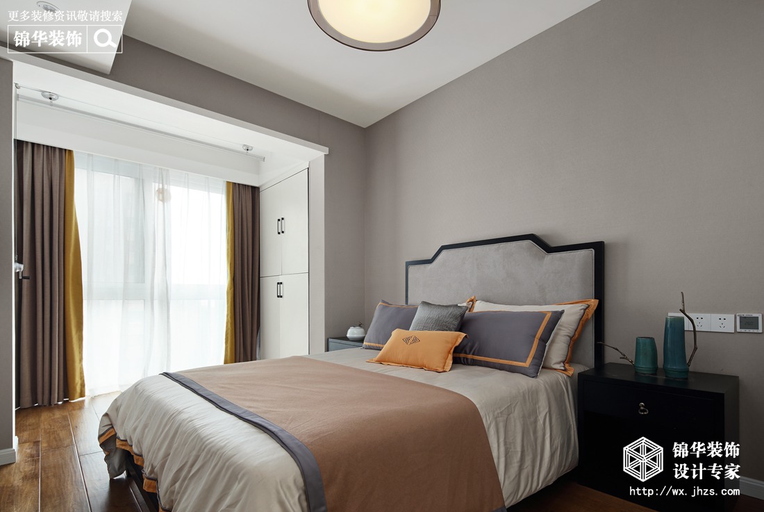 新中式风格-保利中央公园-三室两厅-115平米-卧室-装修实景效果图