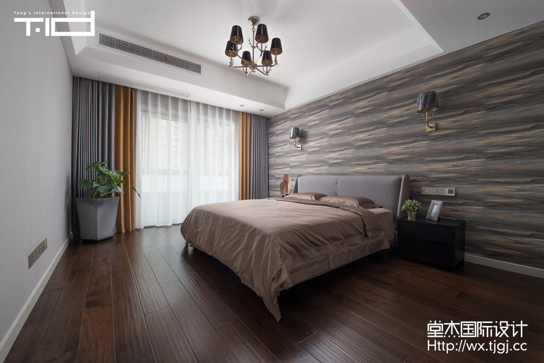 现代轻奢-天安曼哈顿-大户型-182平-卧室-装修效果实景图
