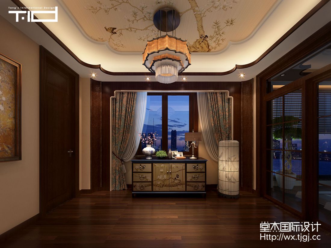 新中式-爱家名邸-别墅-450平-玄关-装修实景效果图