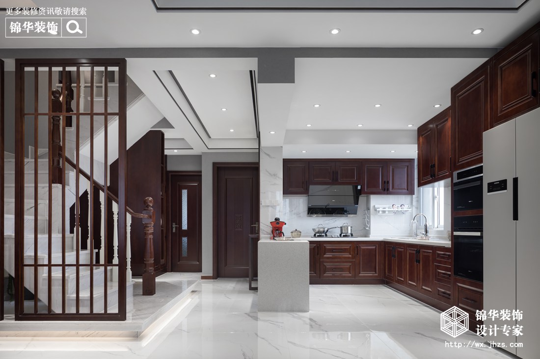 新中式风格-阿卡迪亚-复式-300平-厨房-装修实景效果图