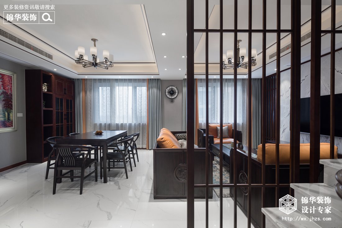 新中式风格-阿卡迪亚-复式-300平-餐厅-装修实景效果图