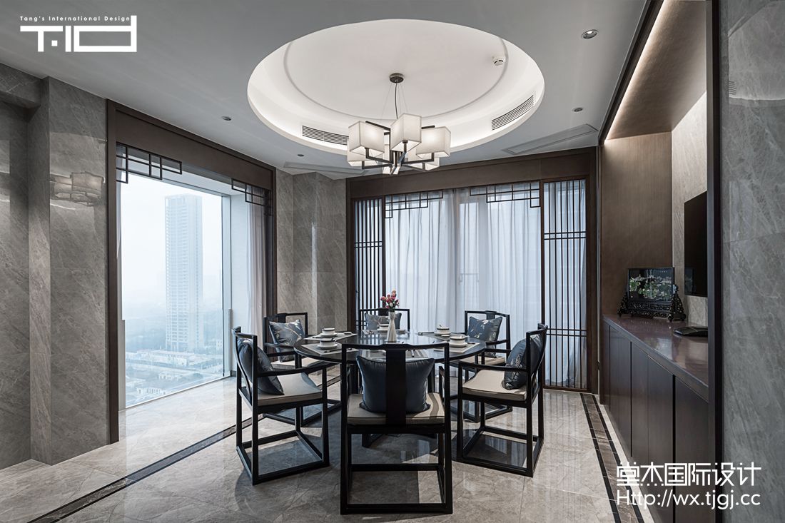 新中式-香樟园-大户型-280平-餐厅-装修实景效果图