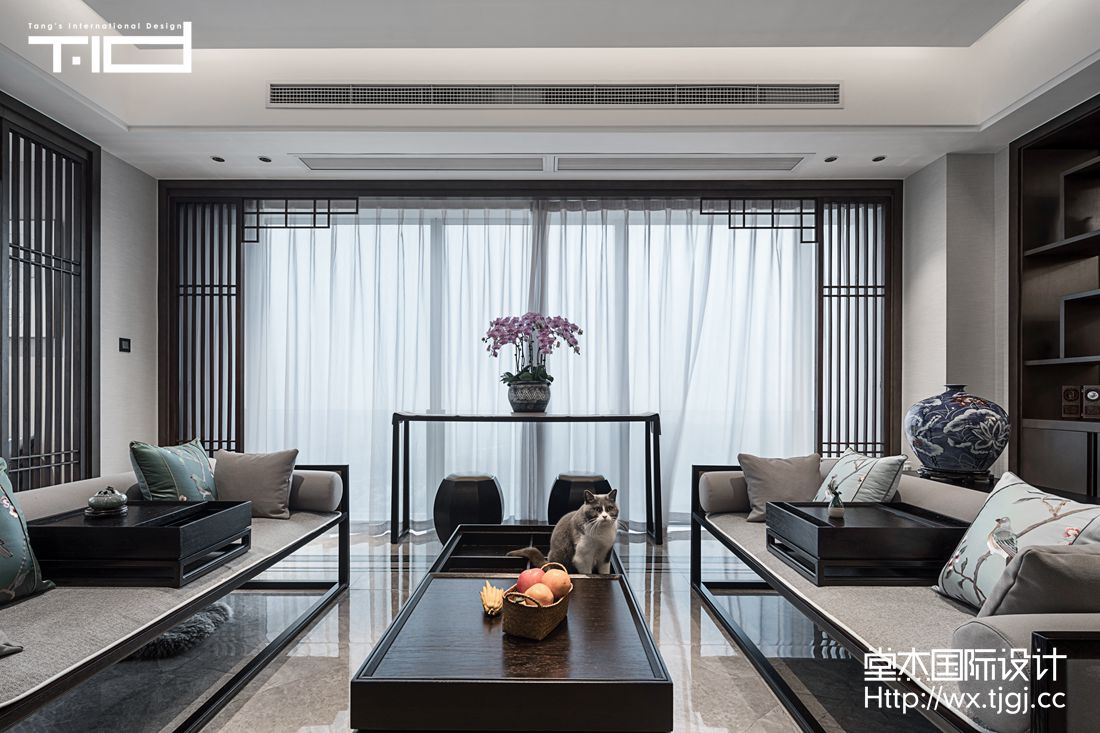 新中式-香樟园-大户型-280平-客厅-装修实景效果图
