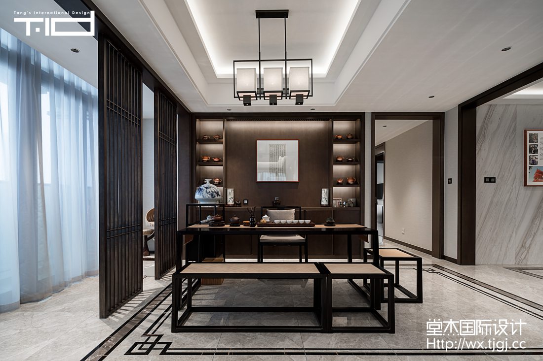 新中式-香樟园-大户型-280平-客厅-装修实景效果图