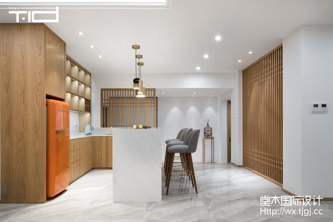 新中式风格-万科润园-跃层复式-320平-厨房-装修效果实景图