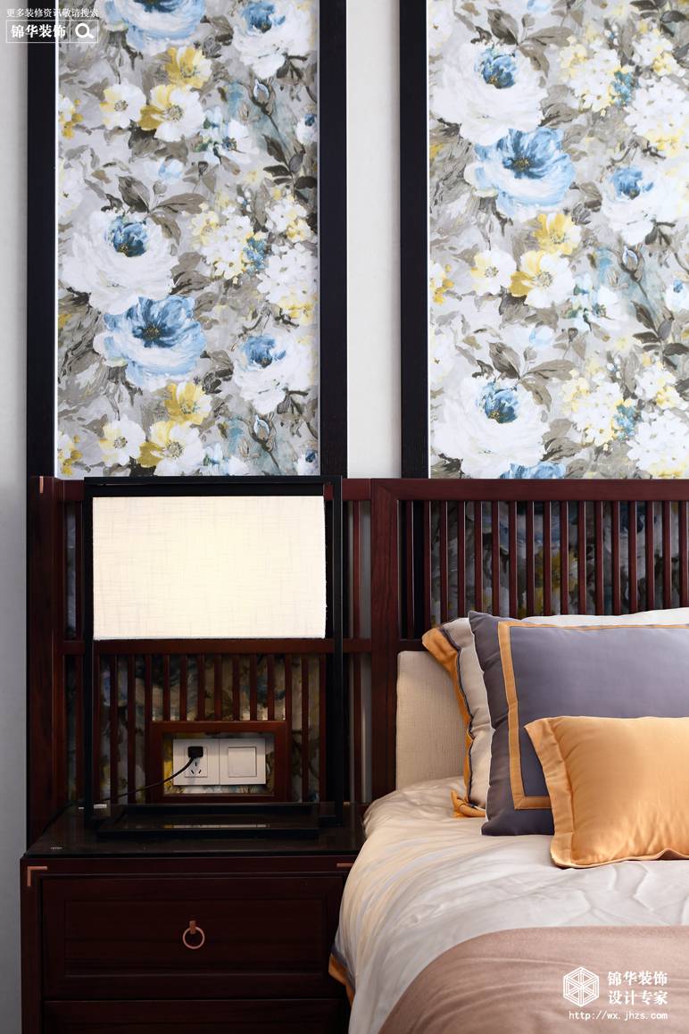 新中式风格-长江国际花园-跃层复式-240平-卧室-装修实景效果图