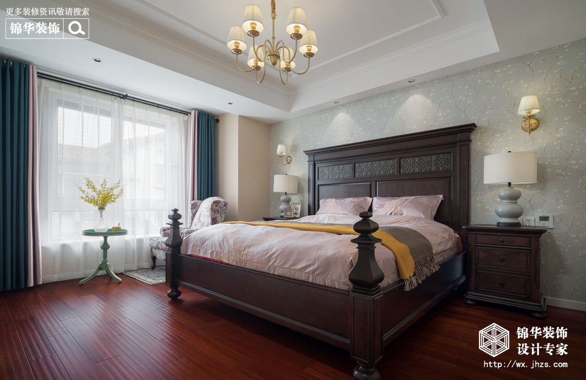 美式风格-金洋奥澜-跃层复式-180平米-卧室-装修实景效果图