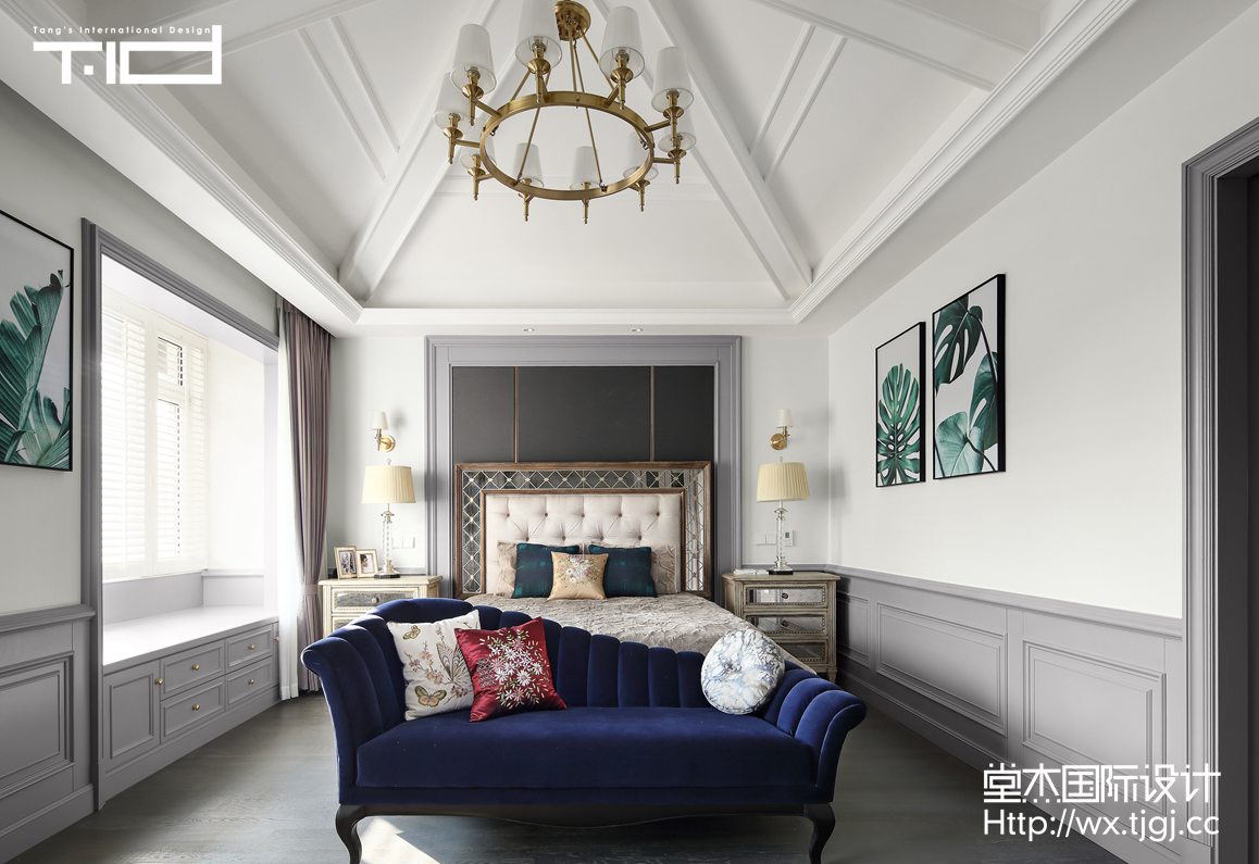 美式风格-阿卡迪亚-别墅-400平-卧室-装修效果实景图