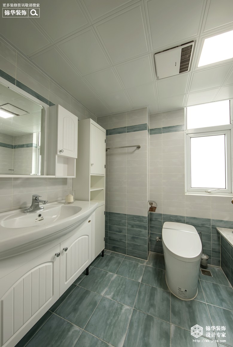 简美风格-保利中央公园-三室两厅-140平米-卫生间-装修实景效果图