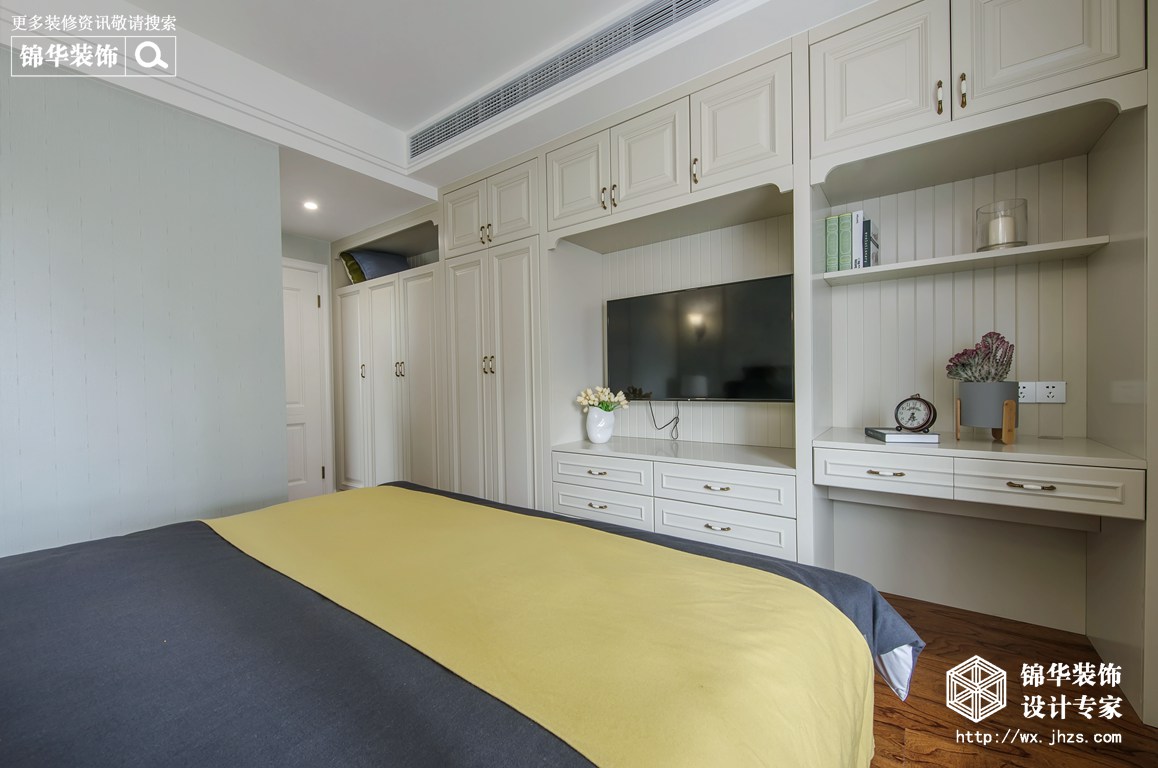 简美风格-保利中央公园-三室两厅-140平米-卧室-装修实景效果图