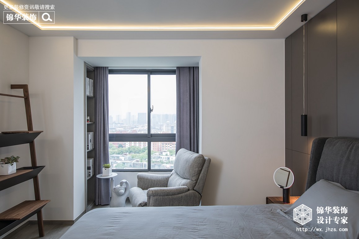现代风格-万科金域缇香-三室两厅-140平米-卧室-装修实景效果图