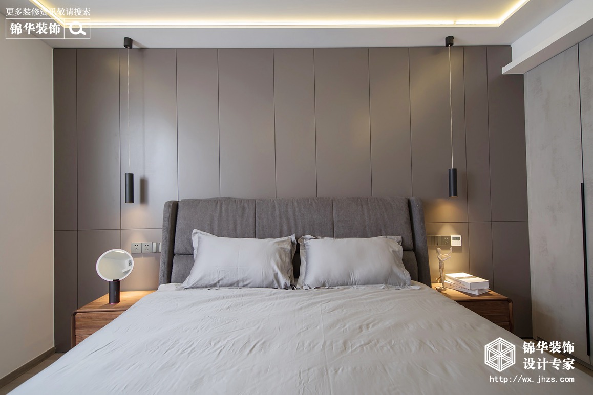 现代风格-万科金域缇香-三室两厅-140平米-卧室-装修实景效果图