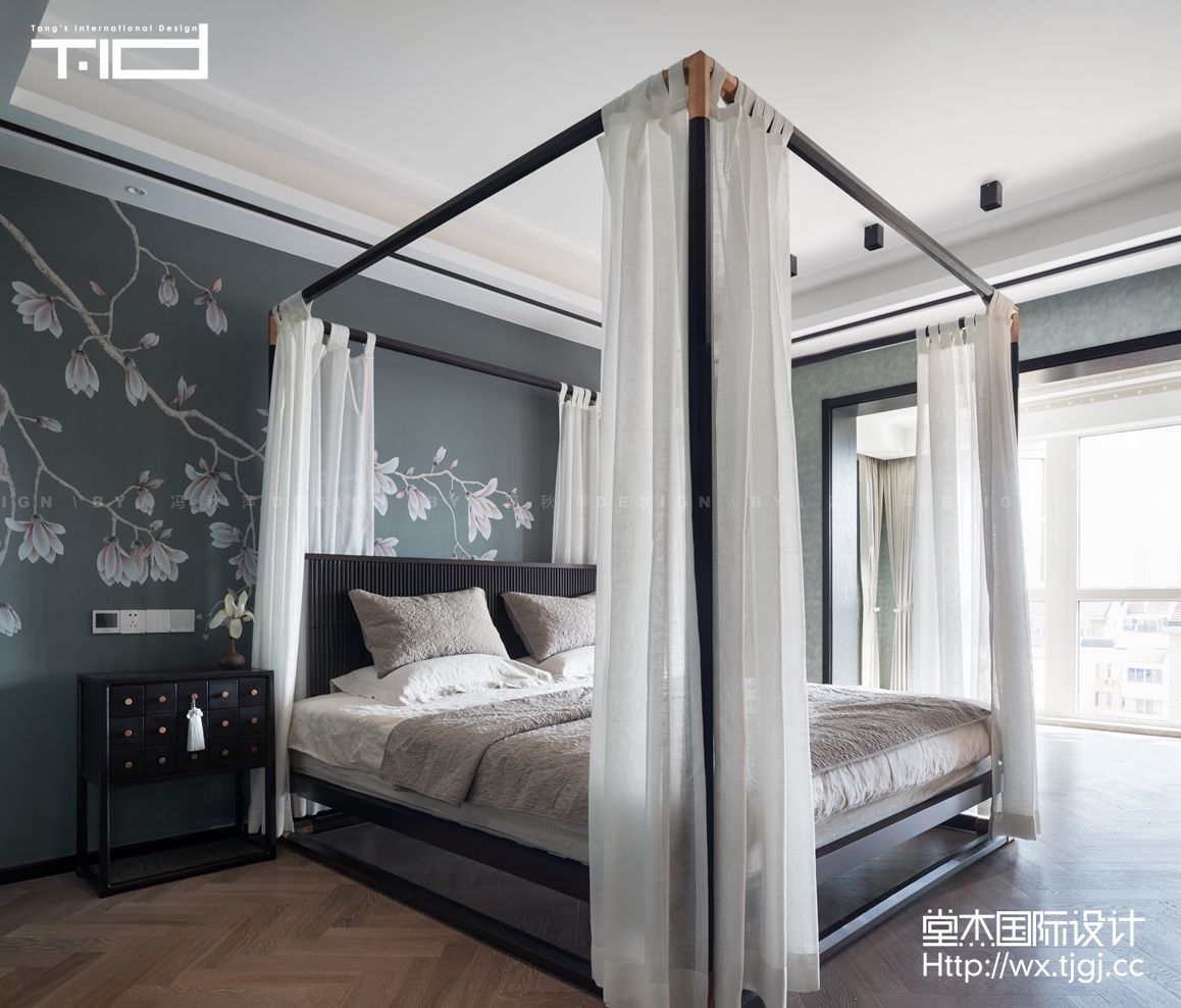 新中式-天元世家-跃层复式-360平-卧室-装修实景效果图