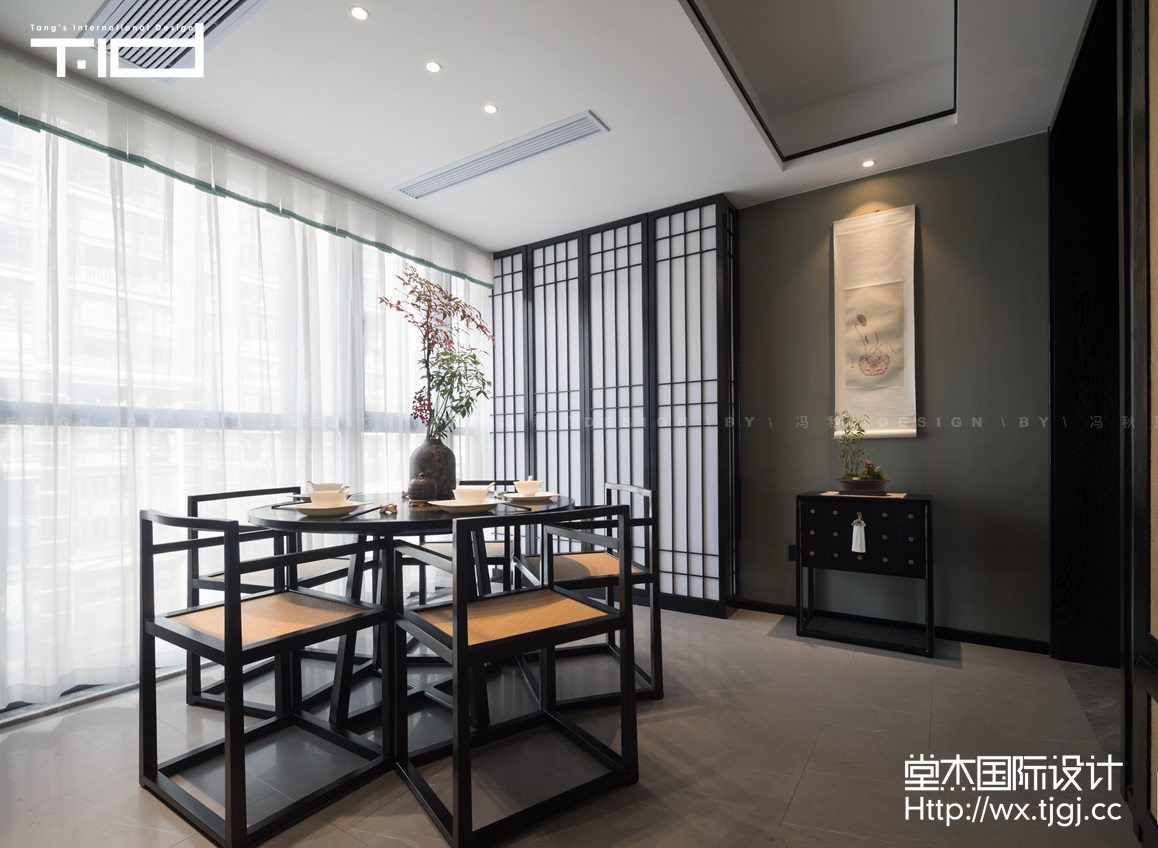 新中式-天元世家-跃层复式-360平-餐厅-装修实景效果图
