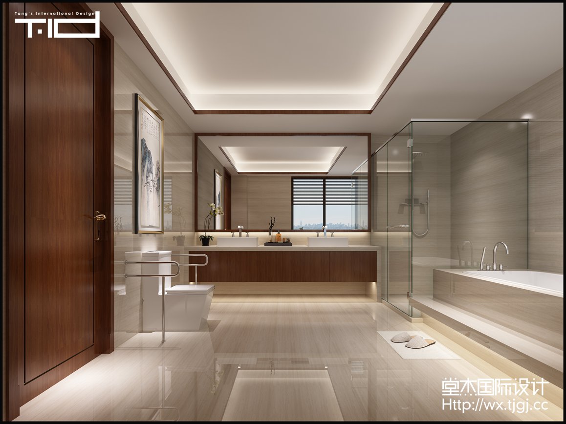 中式风格-清华坊-别墅-580平-卫生间-装修效果实景图