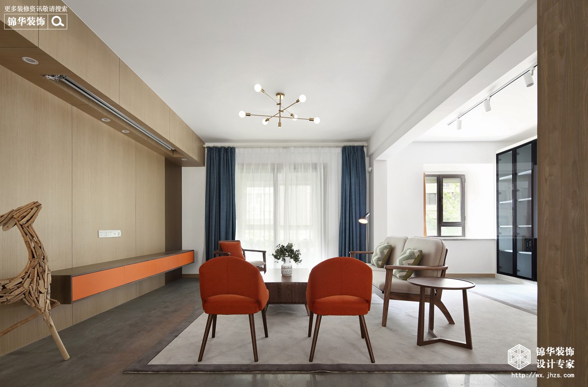 现代简约-孔雀城-三室两厅-124平-客厅-装修实景效果图