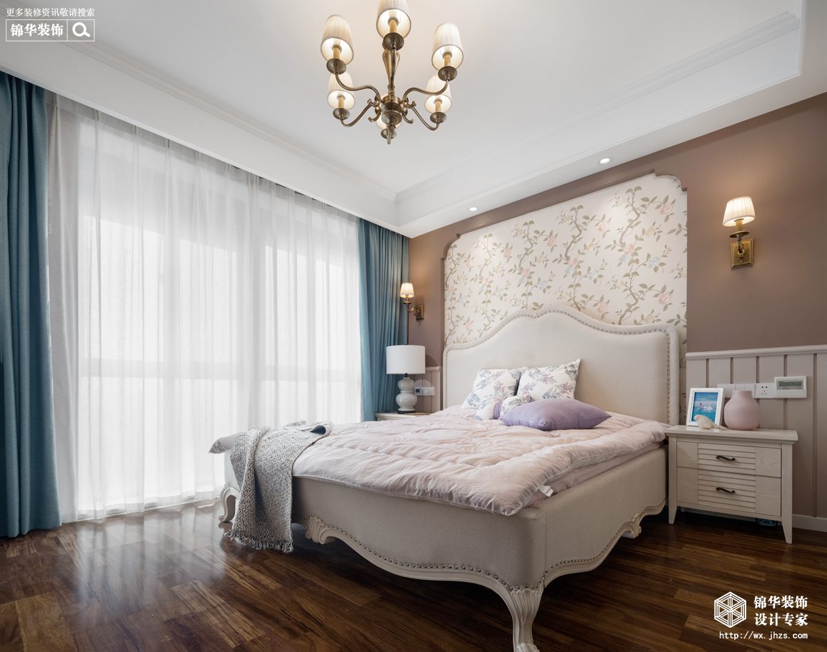 美式风格-嘉盛维纳阳光-三室两厅-120平米-卧室-装修实景效果图