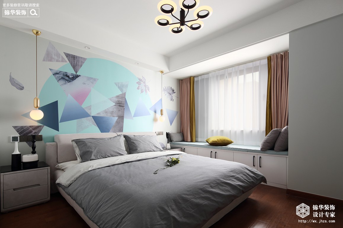 现代风格-尚东雅园-三室两厅-115平米-卧室-装修实景效果图